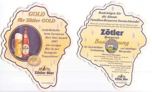 Bierdeckel (2), Privat-Brauerei Zötler, Rettenberg, freie Formgebung, um 2010
