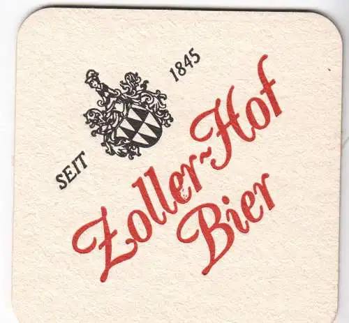 Bierdeckel, Zoller Hof Bier, Sigmaringen, Überlingen-Bonndorf, Höhengasthaus ...