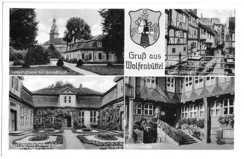 AK, Wolfenbüttel, vier Abb., gestaltet, 1958