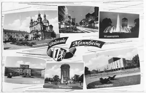 AK, Mannheim, sechs Abb., gestaltet, 1962