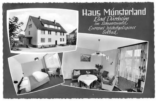 AK, Bad Dürrheim Schwarzw., Haus Münsterland, drei Abb., um 1963