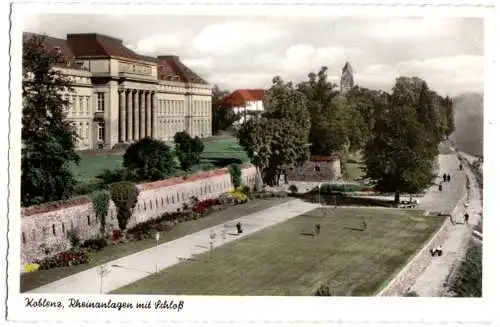 AK, Koblenz, Rheinanlagen mit Schloß, 1959