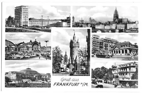 AK, Frankfurt am Main, sieben innerstädtische Abb., um 1953
