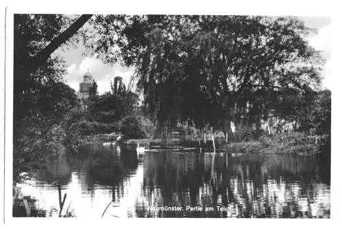 AK, Neumünster, Partie am Teich, 1958