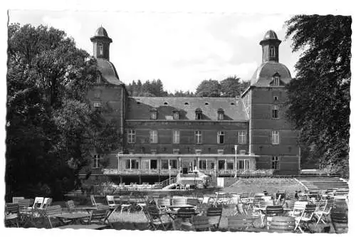 AK, Kettwig Ruhr, Schloß-Hotel "Hugenpoet", Gartenansicht, 1955