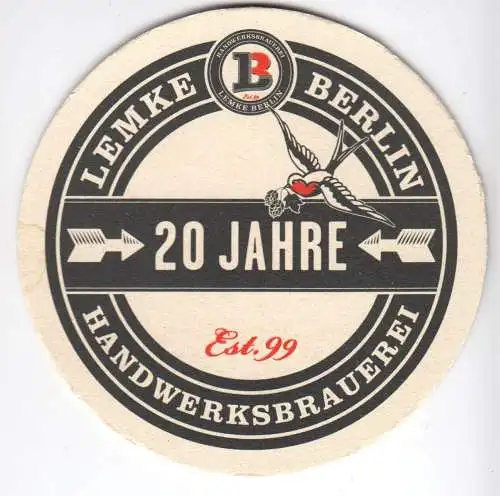 Bierdeckel, Handwerksbrauerei Lemke Berlin, 2019