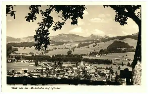 AK, Fischen Allgäu, Blick vom Manderholm auf den Ort, um 1955