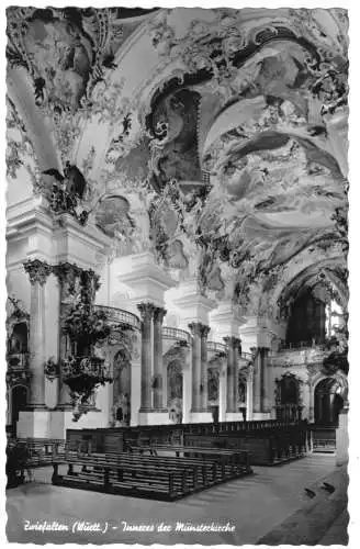 AK, Zwiefalten Württ., Innenansicht der Münsterkirche, um 1960