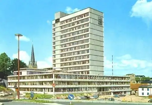AK, Flensburg, Teilansicht mit Rathaus, ca. 1969