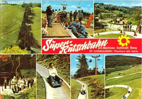 AK, St. Andreasberg Harz, Super-Rutschbahn am Matthias-Schmidt-Berg, um 1980