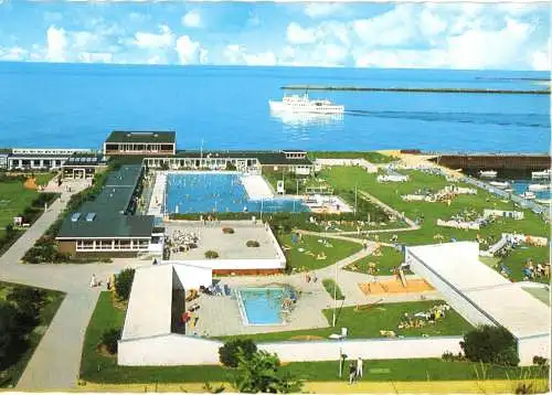 AK, Helgoland, Schwimmbadanlagen, das Meerwasser ist auf 24° erwärmt, 1978
