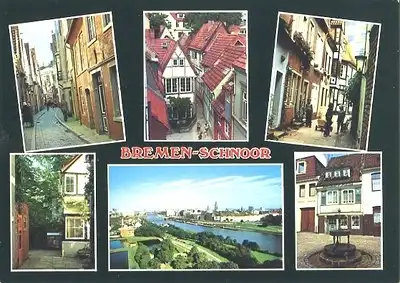 AK, Bremen Schnoor, 6 Abb., Teilansichten, ca. 1986