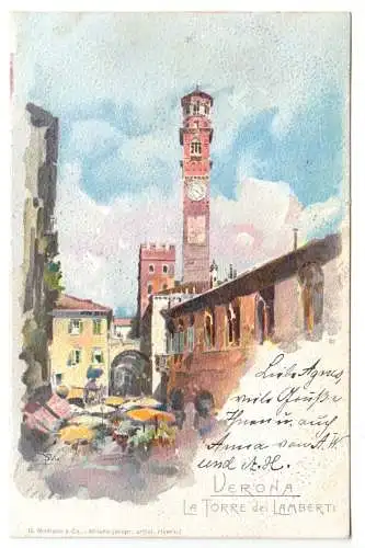AK, Verona, La Torre dei Lamberti, Der Lamberti-Turm, 1902