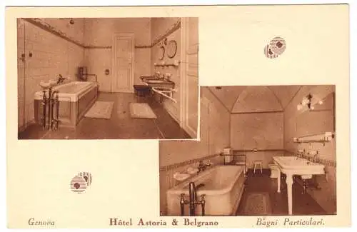 AK, Genova, Genua, Hotel Astoria & Belgrano, Bagni Particolari, um 1920