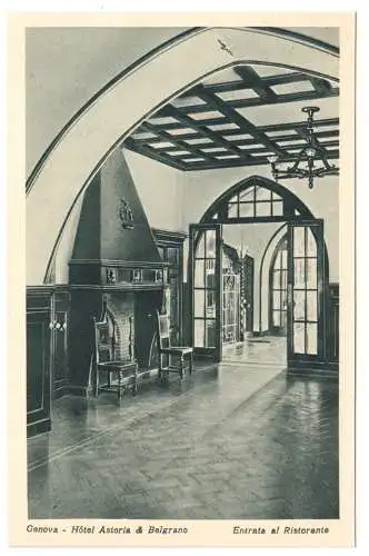 AK, Genova, Genua, Hotel Astoria & Belgrano, Entrata al Ristorante, um 1920