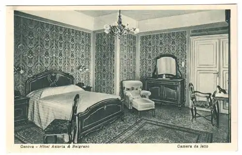AK, Genova, Genua, Hotel Astoria & Belgrano, Camera da letto, um 1920
