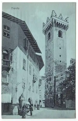 AK, Trient, Trento, Straßenpartie mit Turm, um 1920
