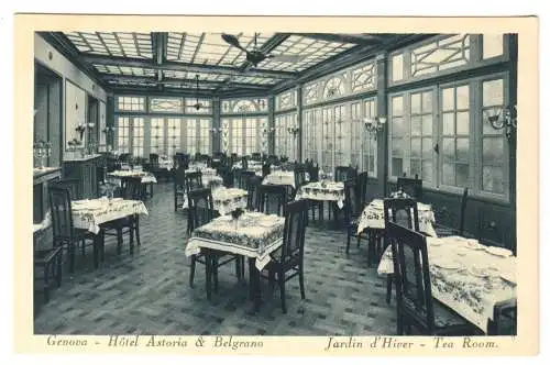 AK, Genova, Genua, Hotel Astoria & Belgrano, Tea Room, um 1920