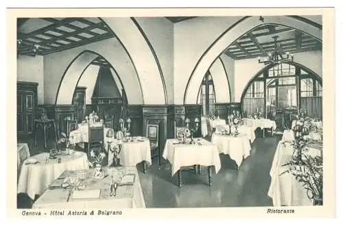 AK, Genova, Genua, Hotel Astoria & Belgrano, Ristorante, um 1920