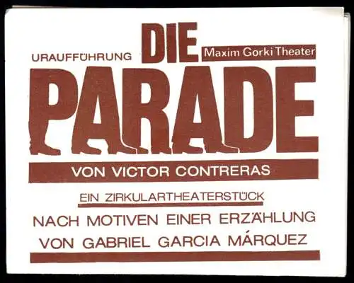 Theaterprogramm, Maxim Gorki Theater, Victor Contreras, Die Parade, 1988