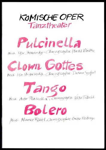 Theaterprogramm, Komische Oper Berlin, Tanztheater, Ballettabend, 1991