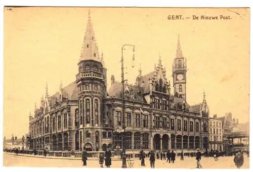 AK, Gent, Gand, De Nieuwe Post, belebt, 1918