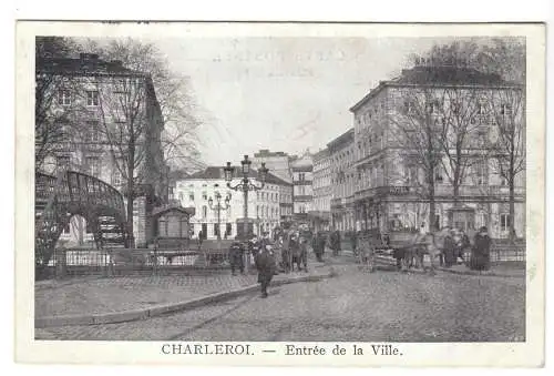 AK, Charleroi, Wallonien, Entrée de la Ville, belebt, Fuhrwerk, 1915