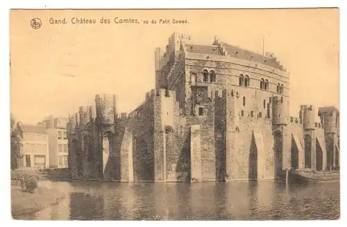 AK, Gent, Gand, Chateau des Comtes vu du Petit Gewad, um 1918