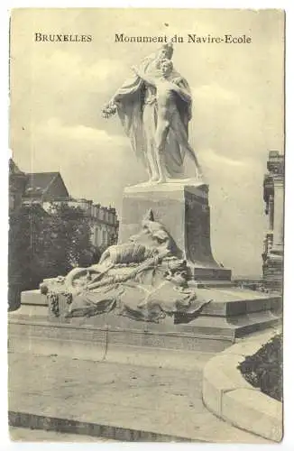 AK, Bruxelles, Brüssel, Monument du Navaire-Ecole, 1914