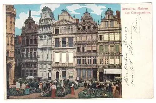 AK, Brüssel, Bruxelles, Maison des Corporations, belebt, 1904