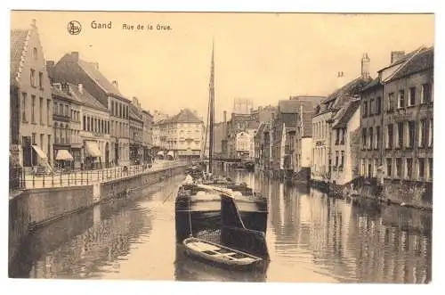 AK, Gent, Gand, Rue de la Grue, Binnenschiff, 1917