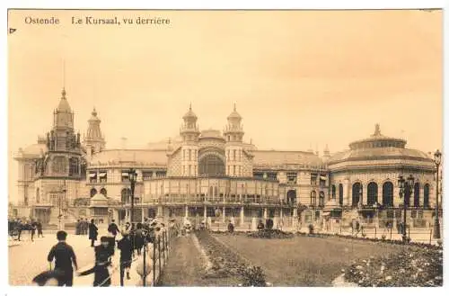 AK, Ostende, Le Kursaal, vu derrière, belebt, um 1915