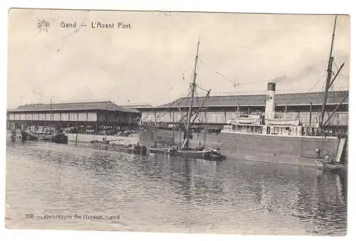 AK, Gent, Gand, L'Avant Port, Hafen, 1915