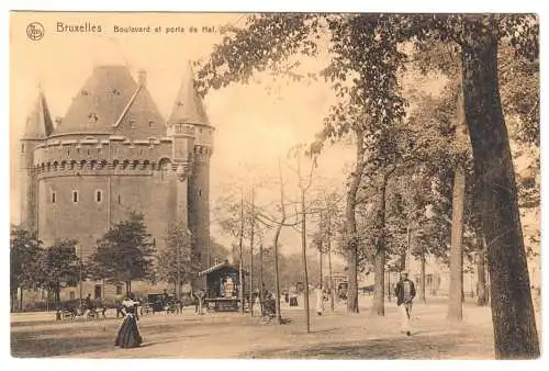 AK, Bruxelles, Brüssel, Boulevard et Porte de Hall, 1915