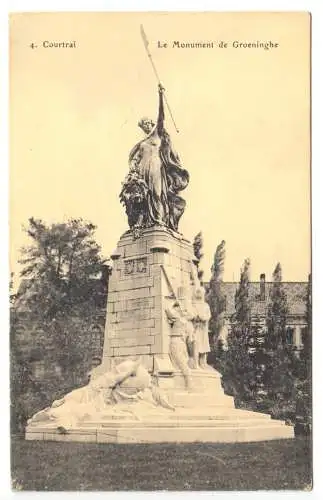 AK, Courtrai, Le Monument de Groeninghe, 1915