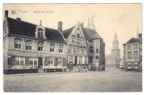 AK, Furnes, Marché aux pommes, 1915