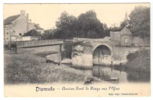 AK, Diksmuide, Dixmunde, Ancien Pont de Péage sur Yser, 1914