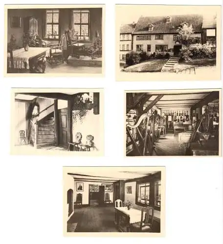 Mäppchen mit 14 kleinen Fotos, Eisenach, Bachhaus, 1950er, Format: 9,2 x 6,5 cm