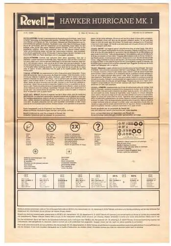 Montageanleitung, Modellflugzeug Hawker Hurricane MK.I, Firma Revell, 1992