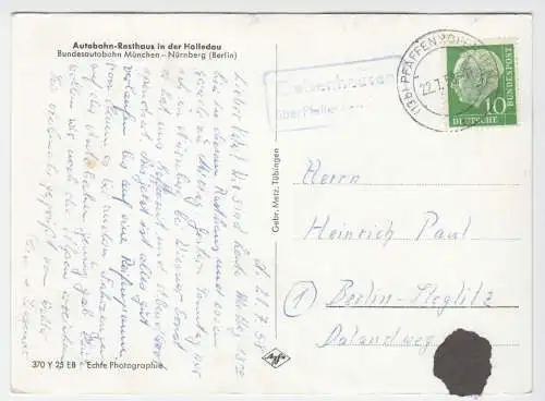 AK, Geisenhausen über Pfaffenhofen, Autobahn Rasthaus in der Helledau, 1958