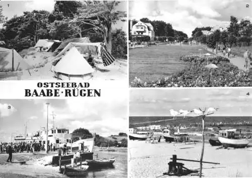 AK, Ostseebad Baabe Rügen, vier Abb., u.a. Zeltplatz