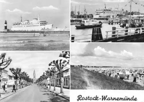 AK, Rostock Warnemünde, vier Abb., 1975