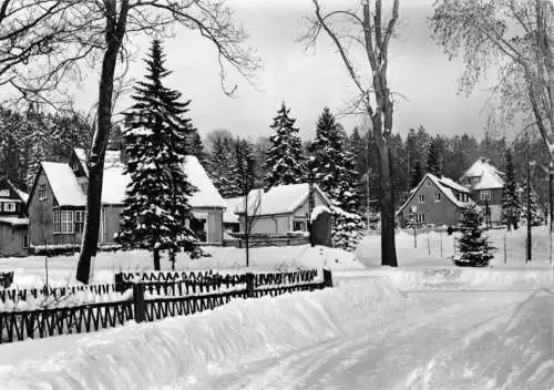 AK, Elend Harz, winterliche Straßenpartie, 1970