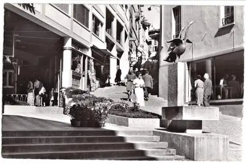 AK, Lugano, TI, Via Cattedrale, belebt, um 1957