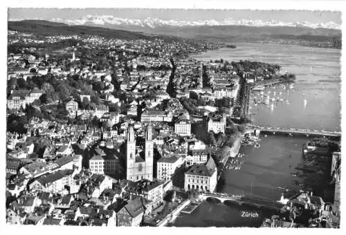 AK, Zürich, ZH, Luftbildtotale, um 1960