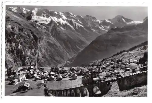 AK, Mürren, BE, Totale mit Allmendhubelbahn, um 1958