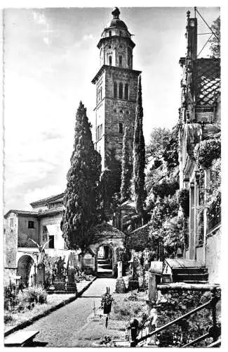 AK, Morcote, Lago di Lugano, TI, An der Pfarrkirche S. Maria del Sasso, um 1960