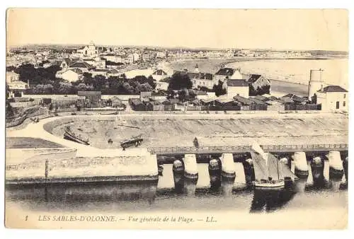 AK, Les Sables-D'olonne, Vue générale de la Plage, Gesmtansicht, 1910