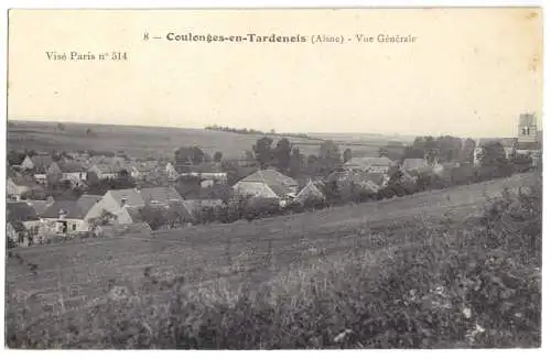 AK, Coulonges-en-Tardenois Aisne, Vue Générale, um 1918
