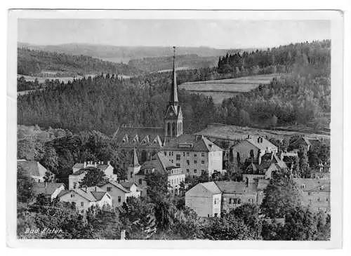 AK, Bad Elster, Teilübersicht mit Kirche, um 1954